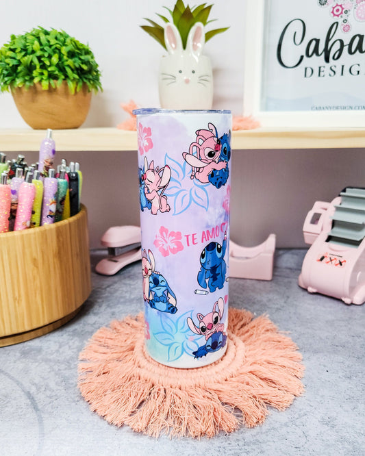 Stitch and Angel Tumbler 20oz with Straw