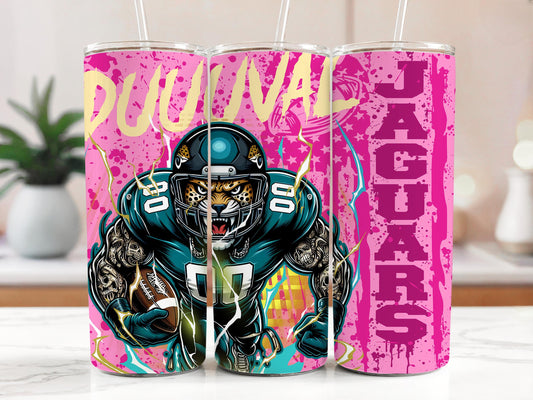 Jaguars Pink Tumbler 20oz with Straw