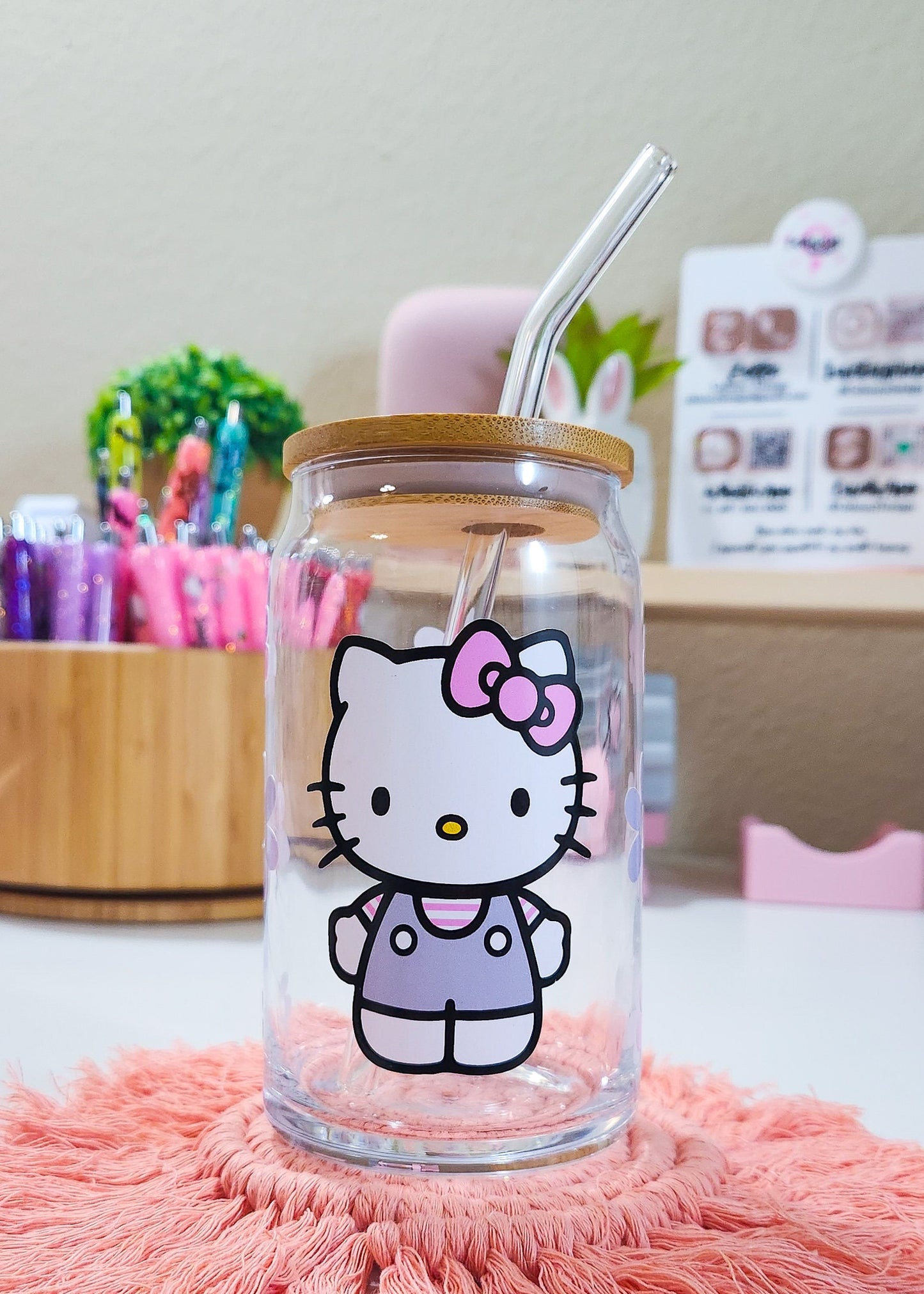 Cute Kitty Beer Can Iced Coffee Glass Cup With Lid And Straw | Glass Tumbler With Straw And Lid | Iced Coffee Cup | Libbey glass | Glass Can