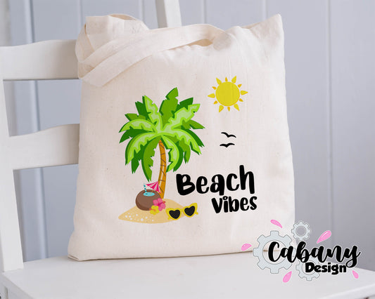 Beach Vibes Tote Bag | Summer Tote Bag | Natural Canvas Tote | Summer Bag | Shopping Bag | Beach Bag | Gym tote bag