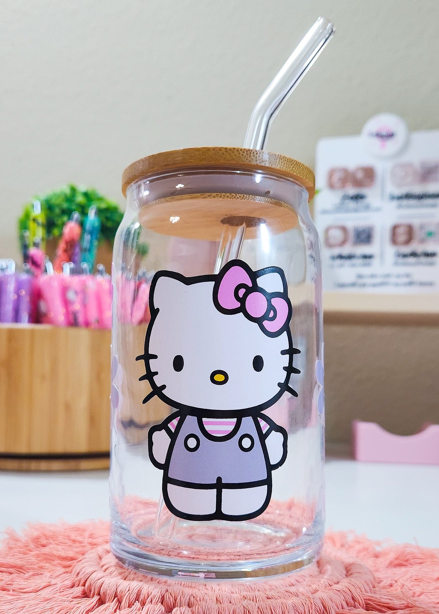 Cute Kitty Beer Can Iced Coffee Glass Cup With Lid And Straw | Glass Tumbler With Straw And Lid | Iced Coffee Cup | Libbey glass | Glass Can