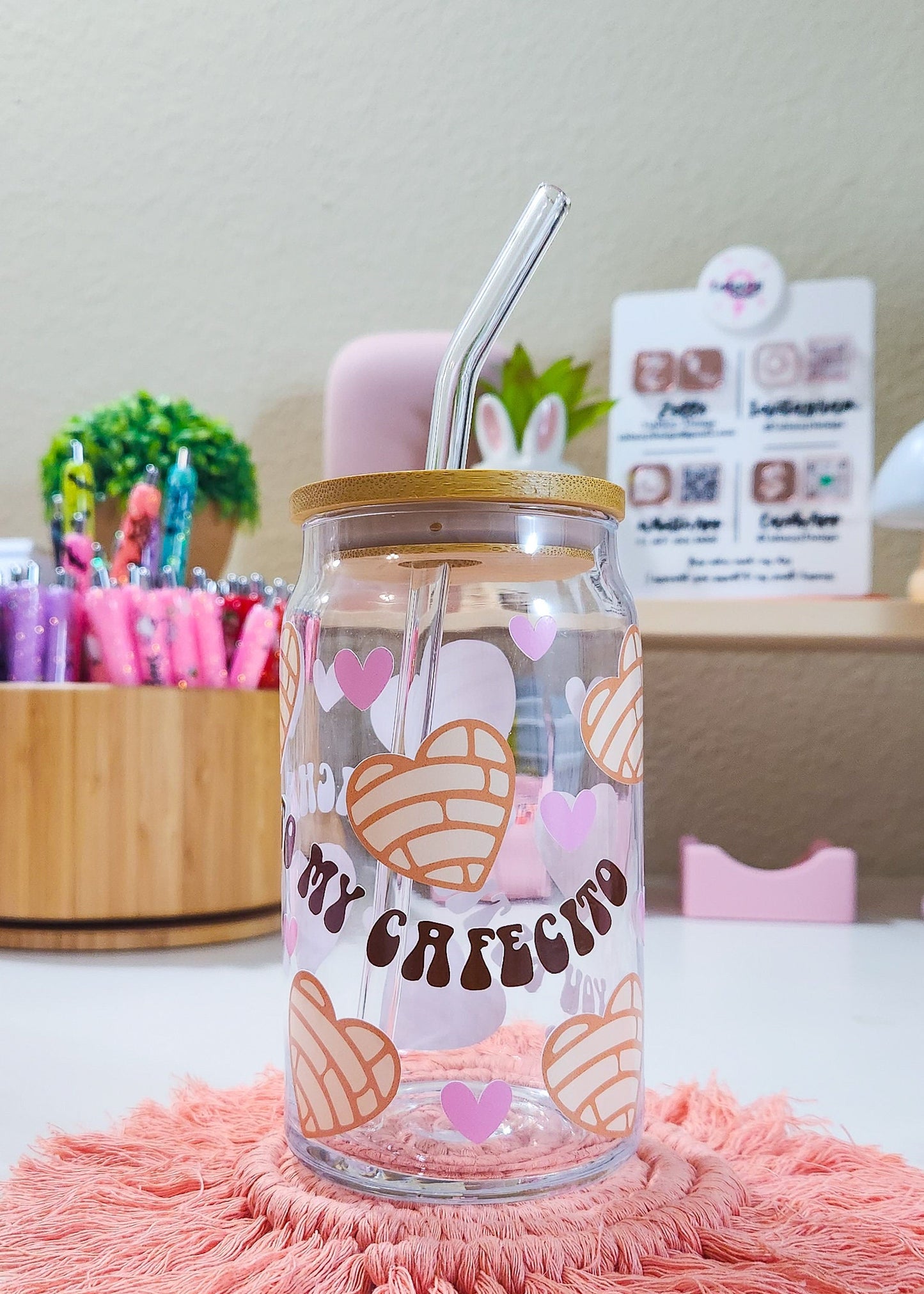 Cafecito Beer Can Iced Coffee Glass Cup With Lid And Straw | Glass Tumbler With Straw And Lid | Iced Coffee Cup | Libbey glass | Glass Can